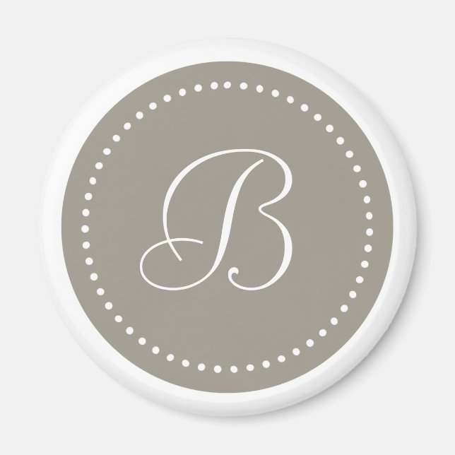 Imán Borde de aluminio redondeado monogramado/punto bla (Frente)