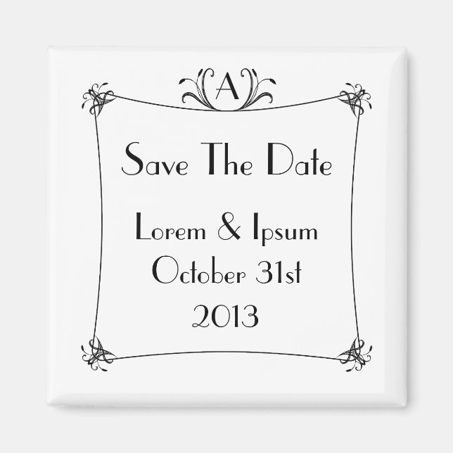 Imán Borde elegante de personalizable con monograma (Frente)