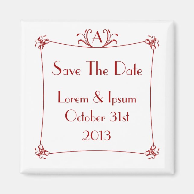 Imán Borde elegante de personalizable con monograma (Frente)