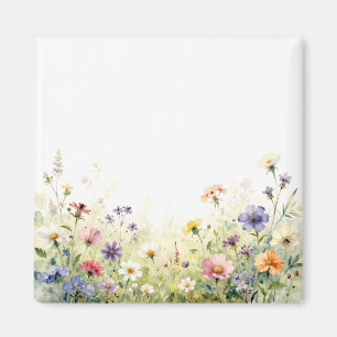 Imán Borde floral pastel de pradera de flores silvestre