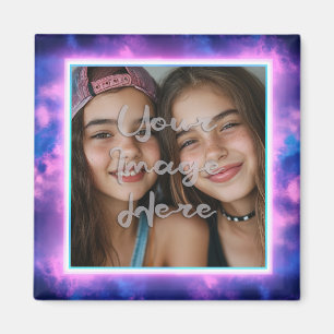 Imán Borde fotográfico de neón colorido lindo