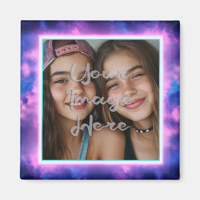 Imán Borde fotográfico de neón colorido lindo (Frente)