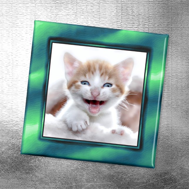 Imán Borde fotográfico verde marino (Add Your Own Photo)