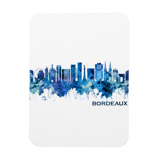 Imán Bordeaux France Skyline Blue (Vertical)