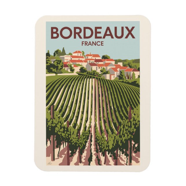 Imán Bordeaux France Viñage Viaje Arte Vintage (Vertical)