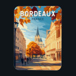 Imán Bordeaux France Viñage Viaje Arte Vintage<br><div class="desc">Diseño de viaje vectorial retro de burdeos. Burdeos,  centro de la famosa región vinícola,  es una ciudad portuaria situada en el río Garonne,  al suroeste de Francia.</div>