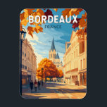 Imán Bordeaux France Viñage Viaje Arte Vintage<br><div class="desc">Diseño de viaje vectorial retro de burdeos. Burdeos,  centro de la famosa región vinícola,  es una ciudad portuaria situada en el río Garonne,  al suroeste de Francia.</div>