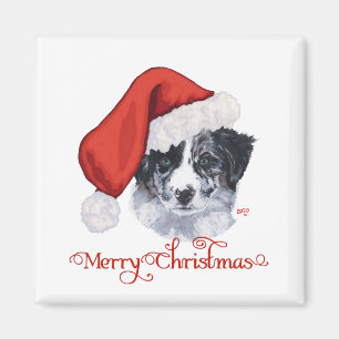 Imán Border Collie Navidad