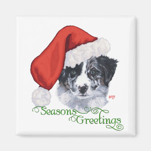 Imán Border Collie Navidad