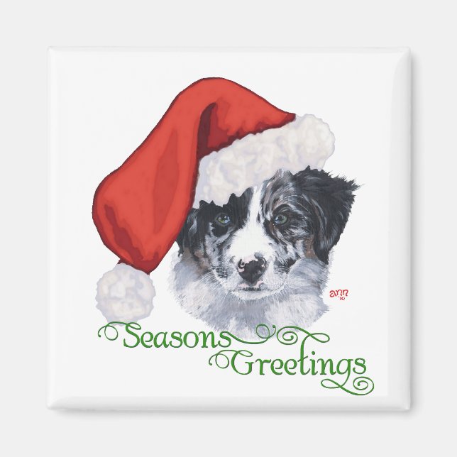 Imán Border Collie Navidad (Frente)