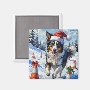 Imán Border Collie Perro Navidad Nieve Agilidad Diversi