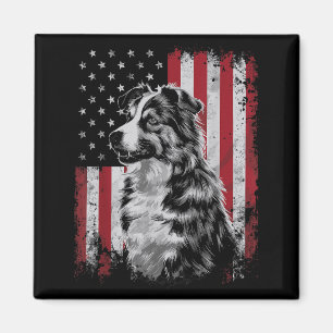 Imán Border Collie Perro Papá Mamá América 4 de Julio
