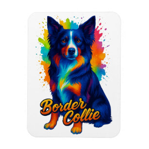 Imán Border Collie Pop Art Vibrante