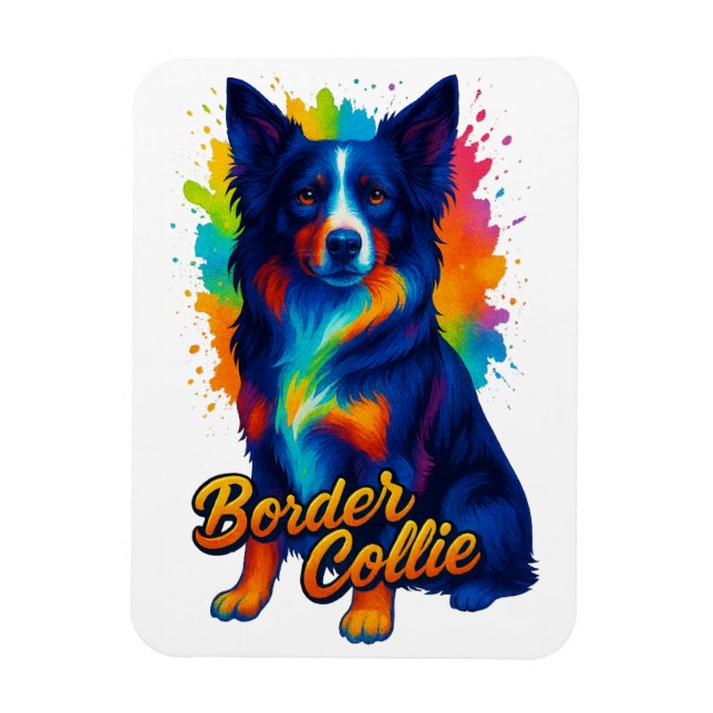 Imán Border Collie Pop Art Vibrante (Vertical)