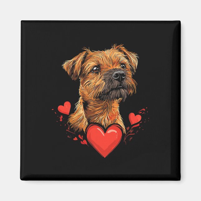 Imán Border Terrier del Día de San Valentín (Frente)
