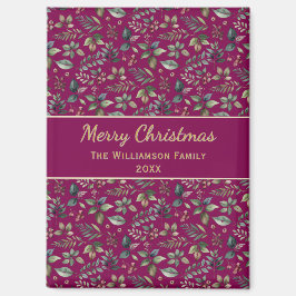 Imán Borgoña Botánica Feliz Navidad personalizada