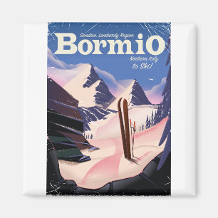Imán Bormio,Sondrio, región de Lombardía, poster de esq