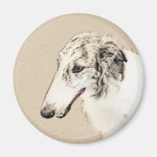Imán Borzoi (Brindle plateado) Pintura original de arte
