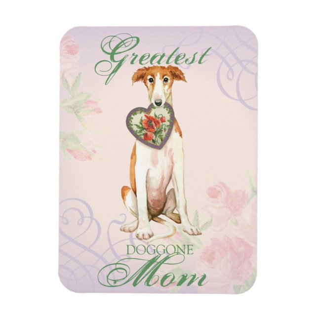 Imán Borzoi Heart Mom (Vertical)