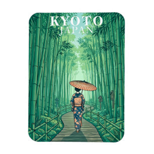 Imán Bosque de Bambú Kyoto Japón Viajes Vintage