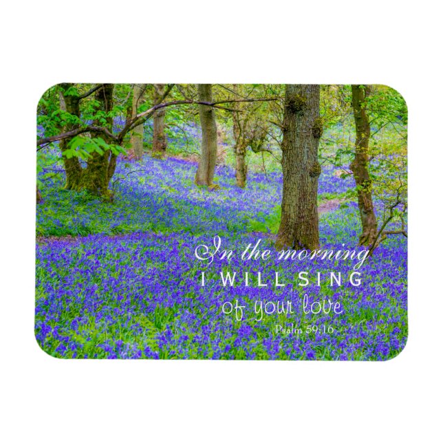 Imán Bosque de Bluebells en Escocia, versos de la Bibli (Horizontal)