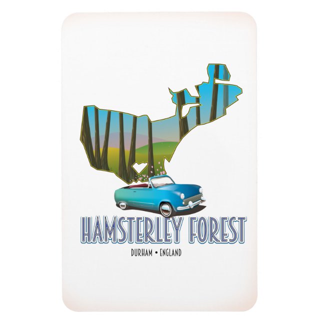 Imán Bosque de Hamsterley Durham Inglaterra mapa (Vertical)