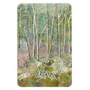 Imán bosque de invierno Watercolor