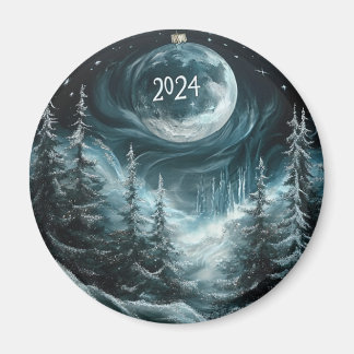 Imán Bosque de Navidades nevados con collar de ornament