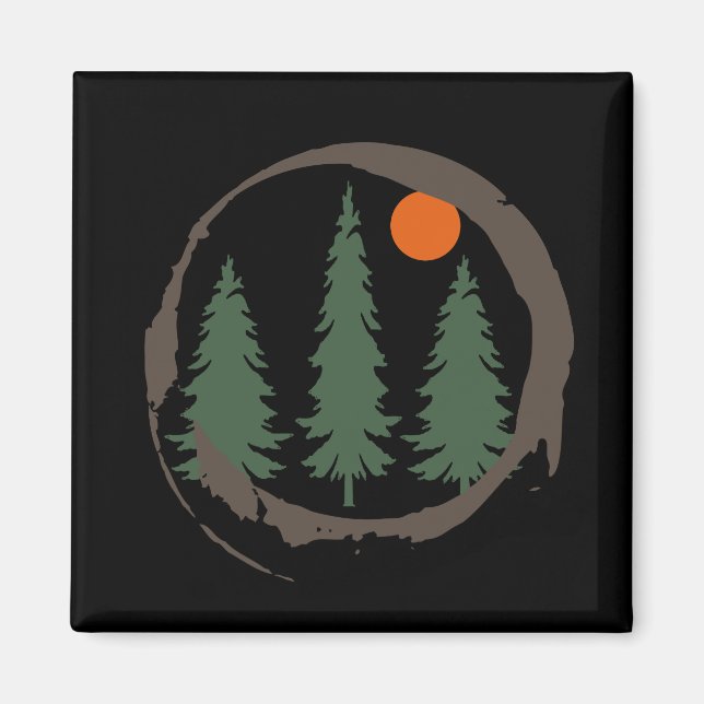 Imán Bosque de pinos paisajísticos mínimo (Frente)