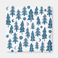 Bosque lunar de los árboles de invierno azules