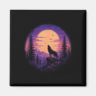 Imán Bosque lunar de montaña de lobo naturaleza salvaje