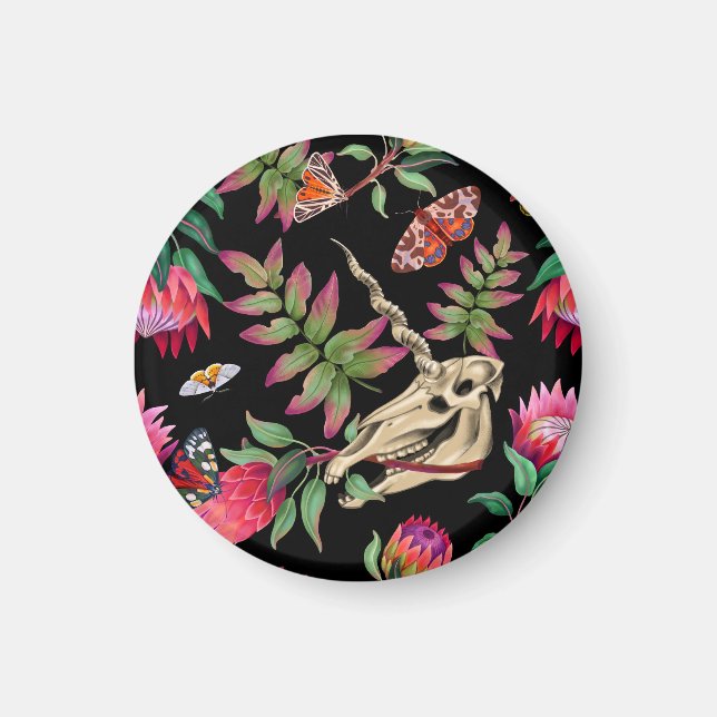 Imán Bosque Mágico Unicornio Patrón Oscuro. (Frente)