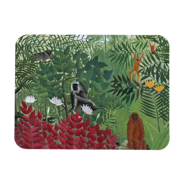 Imán Bosque tropical con monos, 1910 (aceite sobre lien (Horizontal)