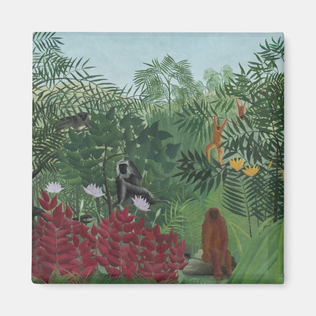 Imán Bosque tropical con simios y serpientes (Rousseau) (Frente)