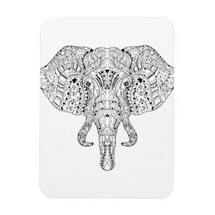Imán Bosquejo del Doodle de la cabeza del elefante