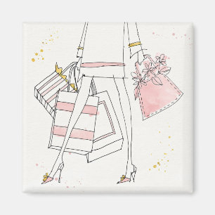Imán Bosquejo rosado moderno salvaje de la moda de