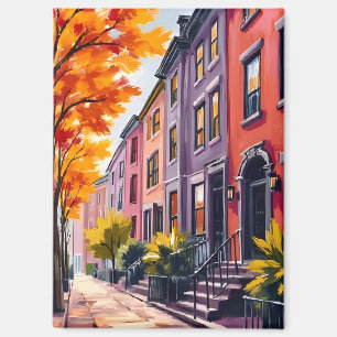 Imán Boston Brownstones Acuarela Massachusetts