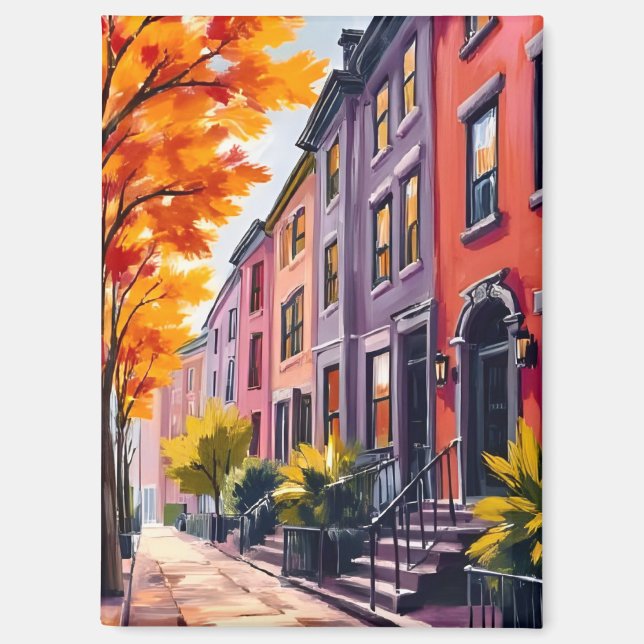 Imán Boston Brownstones Watercolor Massachusetts (Anverso)