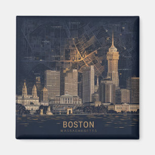 Imán Boston, horizonte de la ciudad de Massachusetts co