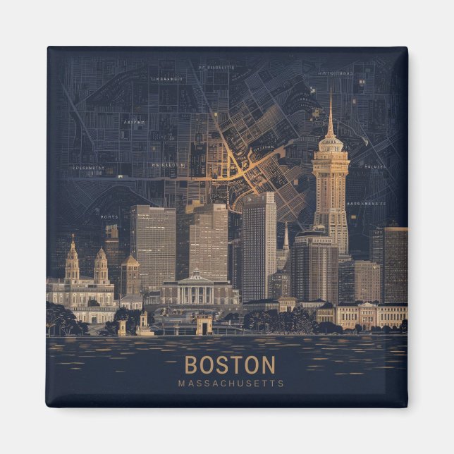 Imán Boston, horizonte de la ciudad de Massachusetts co (Frente)