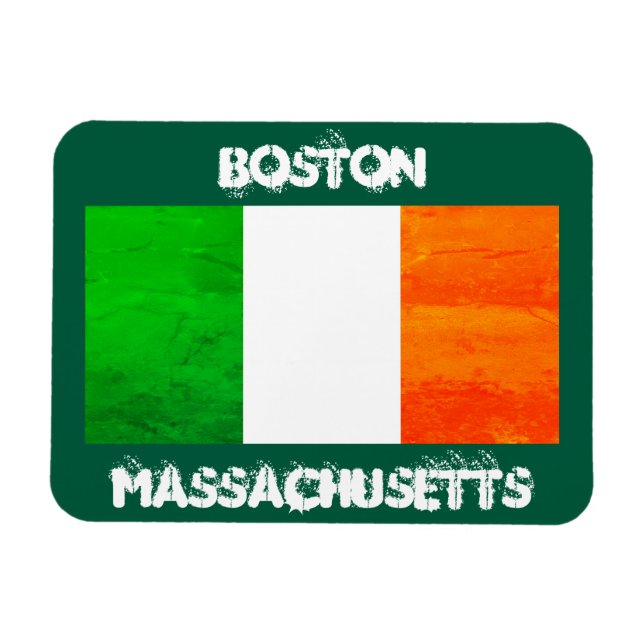 Imán Boston Irish Flag Magnet – Massachusetts Souvenir (Horizontal)