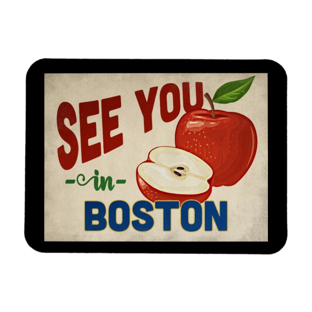 Imán Boston Massachusetts Apple - Viajes de época (Horizontal)