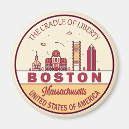 Imán Boston Massachusetts City Skyline Emblem