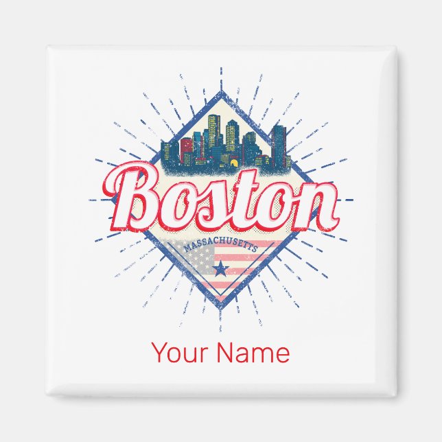 Imán Boston Massachusetts Estados Unidos Vintage USA (Frente)