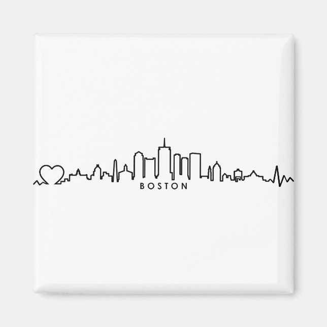 Imán BOSTON Massachusetts USA City Skyline Silhouette (Frente)