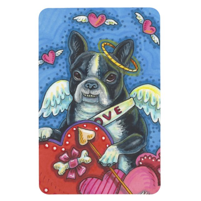Imán Boston Terrible Cupid DOG VALENTINE MAGNET Grande (Vertical)