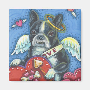 Imán Boston Terrible Cupid DOG VALENTINE MAGNET Square