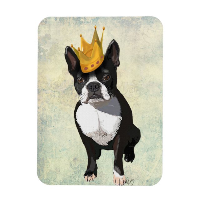Imán Boston Terrier and Crown (Vertical)