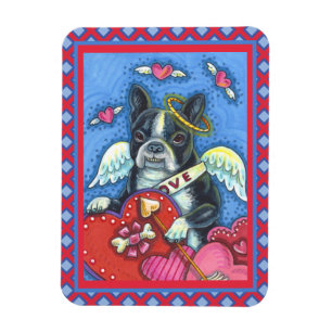 IMÁN BOSTON TERRIER BLANCO CUPIDO, CORTAR VALENTINA DE 