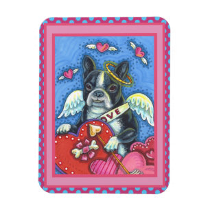 IMÁN BOSTON TERRIER BLANCO CUPIDO, CORTAR VALENTINA DE 